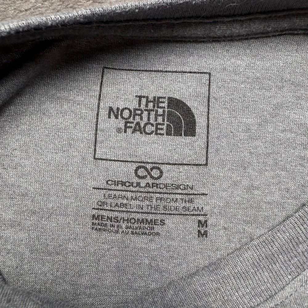 The North Face T-Shirt Mens M Grey Circular Design Logo Graphic Short Sleeve Tee